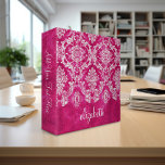 Hot Pink Grunge Damask Pattern Custom Text Binder<br><div class="desc">A vintage pattern with a chalkboard and lace design. Look closely to the flowers and leaves.A trendy design with jewel tone colours and elegance. Items are easier to customize when you replace all text and photos first. If your art still needs to be adjusted, click on the Customize This button....</div>