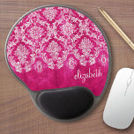 Hot Pink Grunge Damask Pattern Custom Text Gel Mouse Pad<br><div class="desc">A vintage pattern with a chalkboard and lace design. Look closely to the flowers and leaves.A trendy design with jewel tone colours and elegance. Items are easier to customize when you replace all text and photos first. If your art still needs to be adjusted, click on the Customize This button....</div>