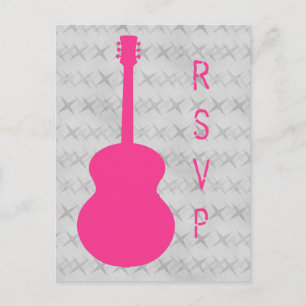 Hot Pink Guitar Grunge RSVP Postcard