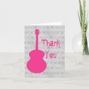 Hot Pink Guitar Grunge Thank You Card