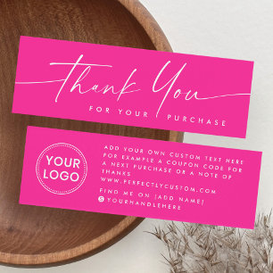 Hot pink handwritten script logo thank you insert