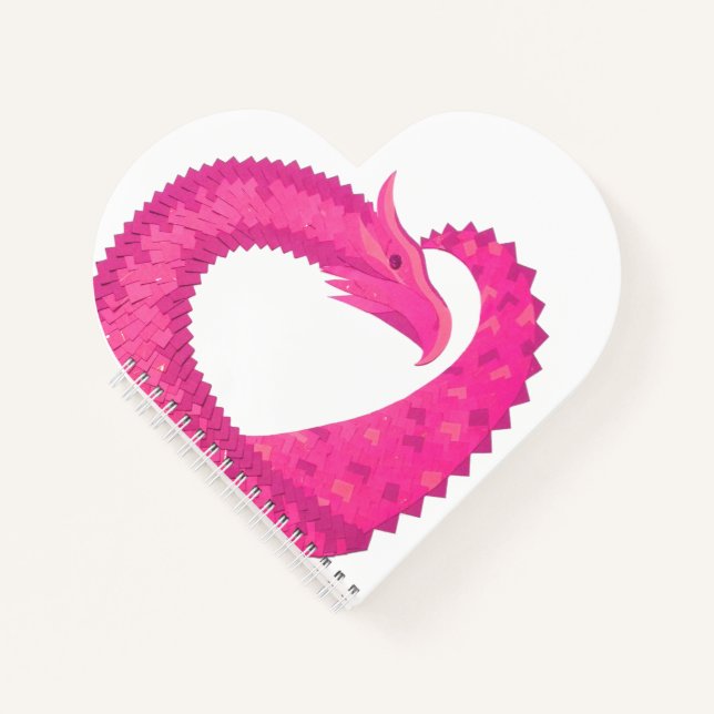 Hot pink heart dragon on white notebook (Front)