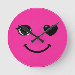 Hot Pink Heart‑Eye Clock Face