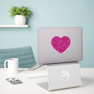 Hot pink heart faux glitter sparkles