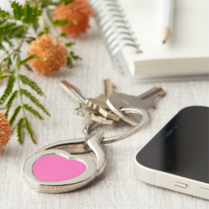 Hot Pink Heart Metal Keychain