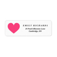 Hot Pink Heart Minimalist Address Label