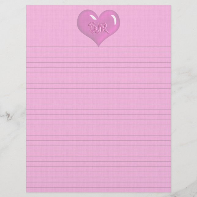 Hot Pink Heart Monogram Optional Lines (Front)