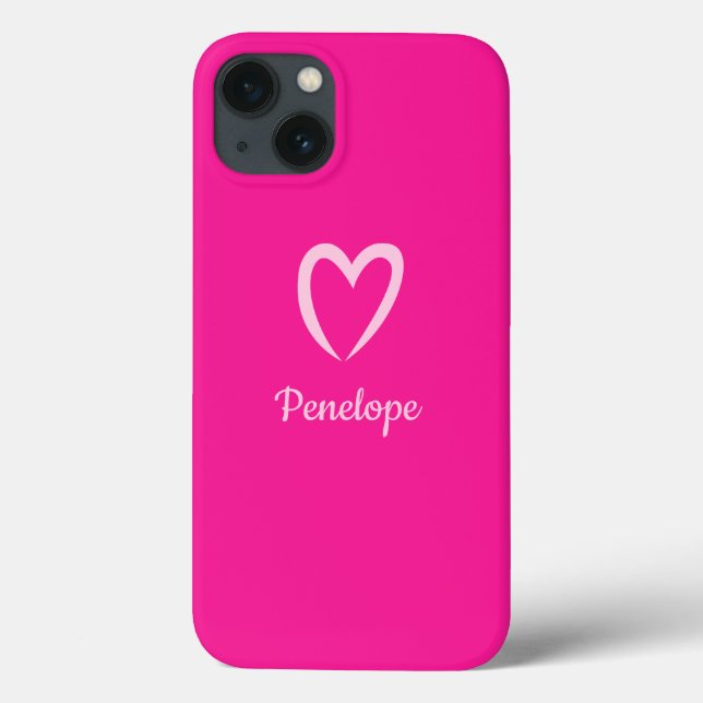 Hot Pink Heart Name Minimalist Case-Mate iPhone Case (Back)