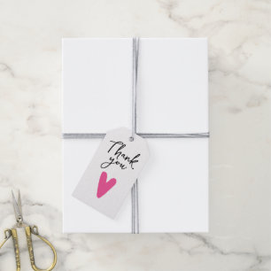 Hot Pink Heart Pattern Thank You Gift Tags