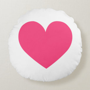 Hot Pink Heart with Polka Dots Pattern Modern Round Pillow