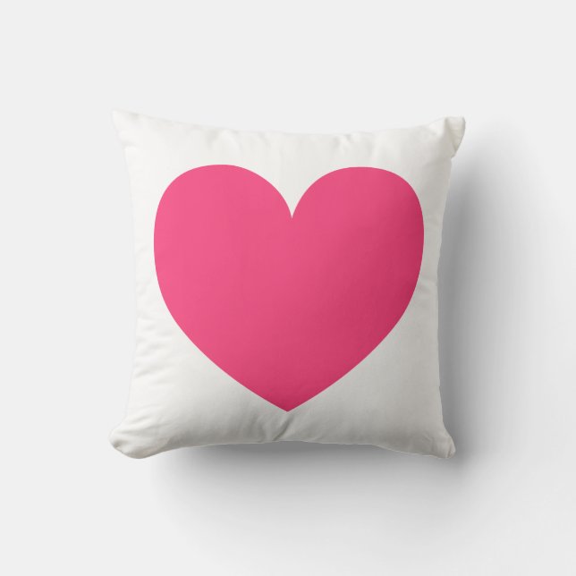 Hot Pink Heart with Polka Dots Pattern Pillow (Front)