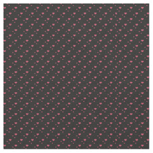 Hot Pink Hearts Black Fabric
