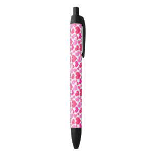 Hot Pink Hearts Bursting With Love Black Ink Pen