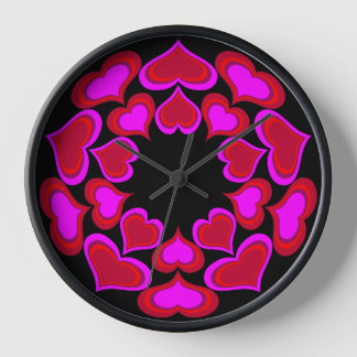 Hot Pink Hearts Mod Wall Clock