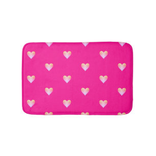 Hot Pink Hearts Pattern Bath Mat