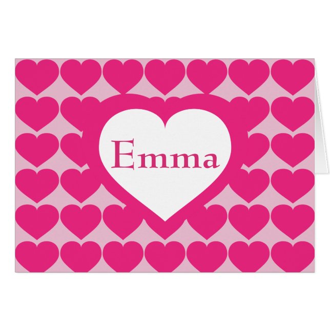Hot Pink Hearts Pattern - Personalized Heart (Front Horizontal)