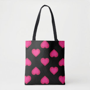 Hot Pink Hearts Pattern Tote Bag