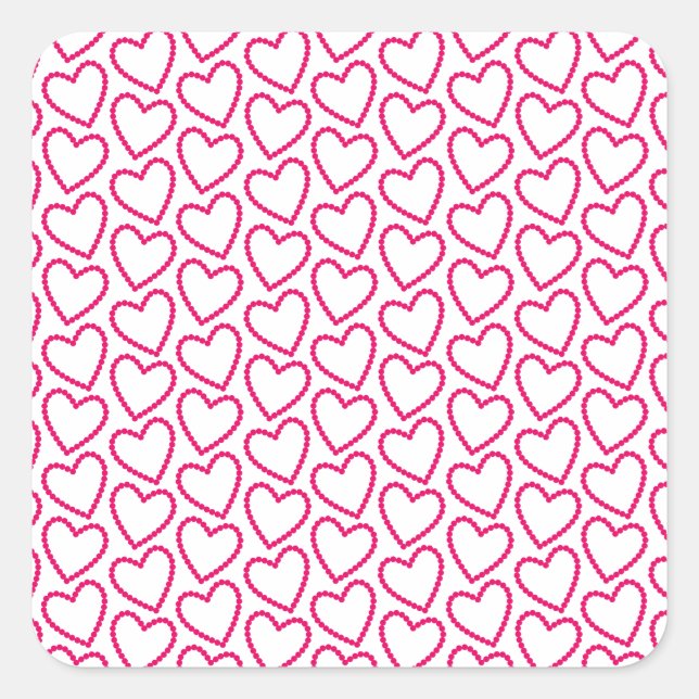 Hot Pink Hearts Square Sticker (Front)
