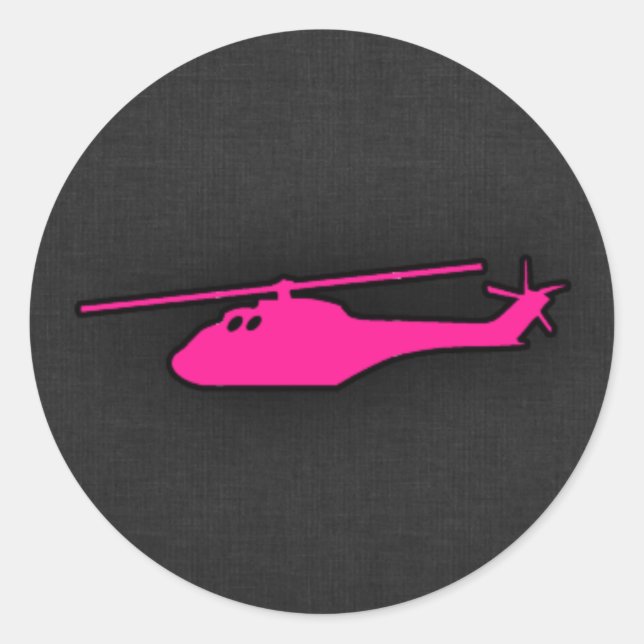 Hot Pink Helicopter Classic Round Sticker (Front)
