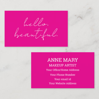 Hot Pink Hello Beautiful Makeup Artist Salon Business Card
