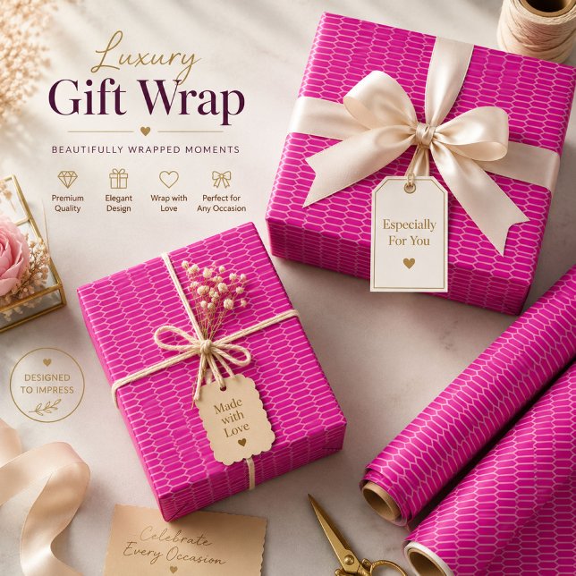Hot Pink Hexagon Wrapping Paper (Creator Uploaded)