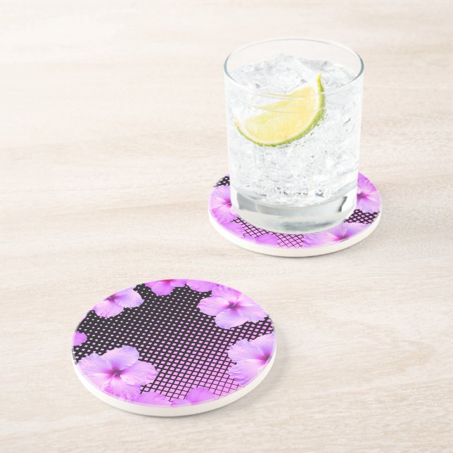Hot Pink Hibiscus   Coaster (Side)