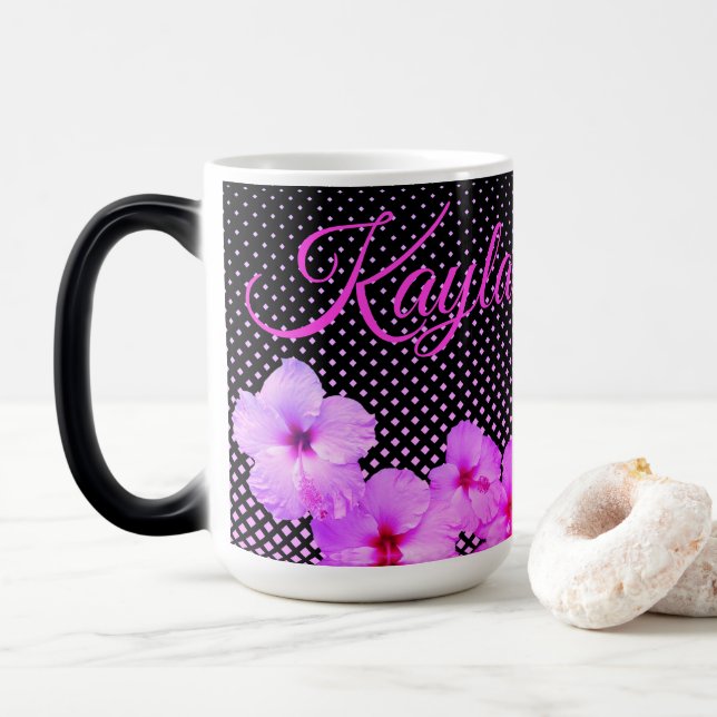 Hot Pink Hibiscus  Magic Mug (With Donut)