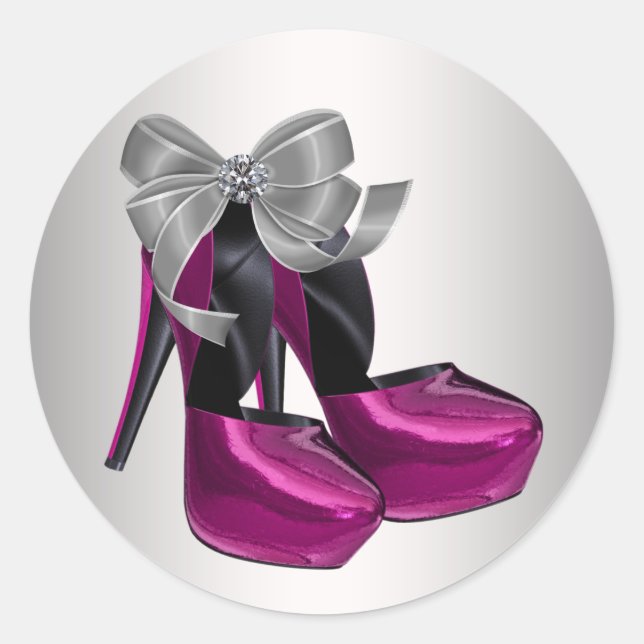 Hot Pink High Heel Shoe Stickers (Front)