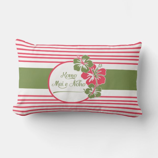 Hot Pink Hisbiscus Hawaiian Come in, Sit, Rest Outdoor Pillow (Front)