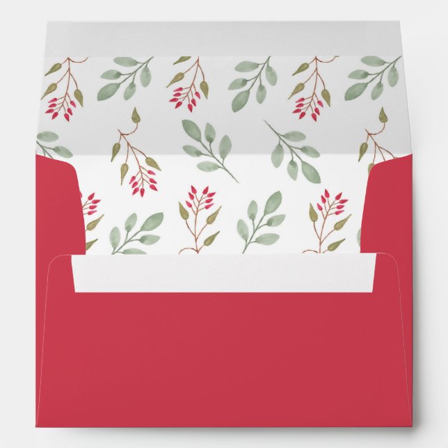 Hot Pink Holly Berry and Eucalyptus Holiday  Envelope (Back (Bottom))
