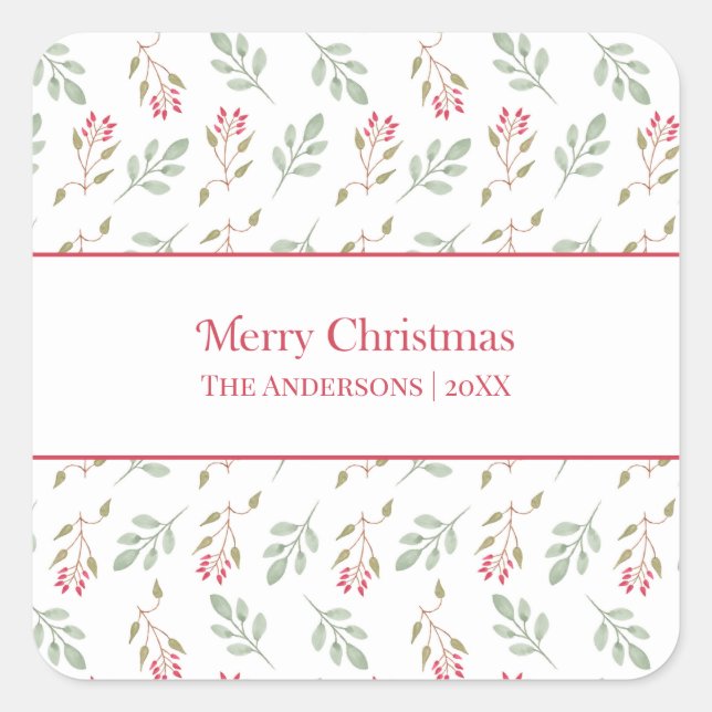 Hot Pink Holly Berry Joyeux Stickers Cadeaux de No (Devant)