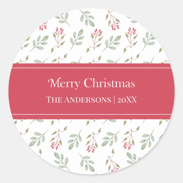 Hot Pink Holly Berry Joyeux Stickers Cadeaux de No (Devant)