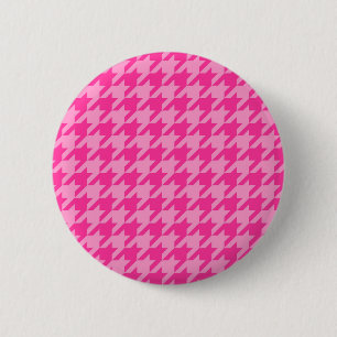 Hot Pink Houndstooth Plaid Design 2 Inch Round Button