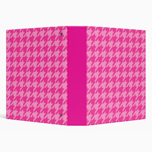 Hot Pink Houndstooth Plaid Design Binder