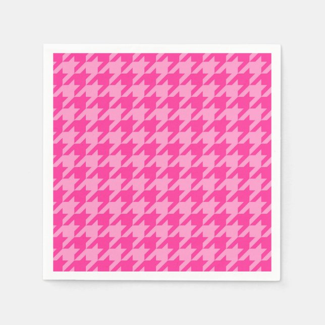 Hot Pink Houndstooth Plaid Design Napkin (Front)