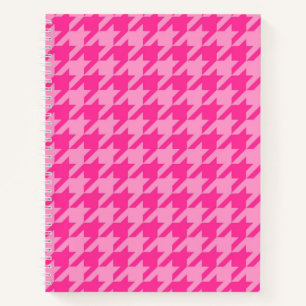 Hot Pink Houndstooth Plaid Design Notebook