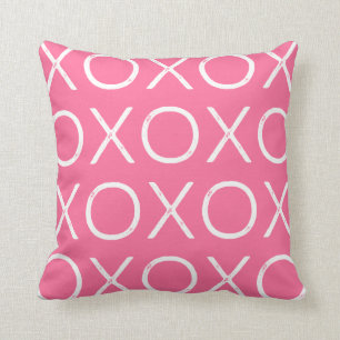 Hot Pink Hugs and Kisses Valentine Pillow
