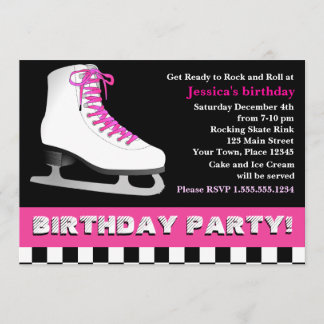 Hot Pink Ice Skating Birthday Party Invitation