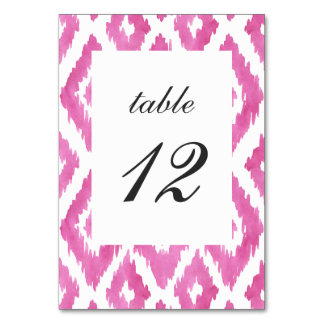 Hot Pink Ikat Table Number