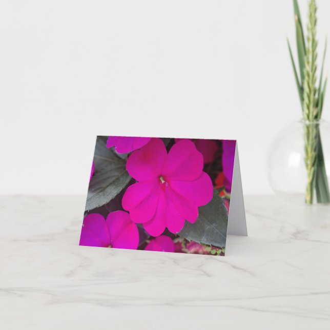 Hot Pink Impatient Folded Note Card (Front)