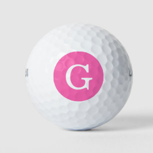 Hot Pink Initial Monogram Golf Balls