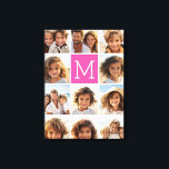 Hot Pink Instagram Photo Collage Custom Monogram Canvas Print<br><div class="desc">Use up to 11 square or selfie phone photos to create a unique and personal gift. Or you can keep the hipster puppy and make a trendy keepsake. If you need to adjust the pictures,  click on the customize tool to make changes.</div>