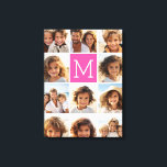 Hot Pink Instagram Photo Collage Custom Monogram Canvas Print<br><div class="desc">Use up to 11 square or selfie phone photos to create a unique and personal gift. Or you can keep the hipster puppy and make a trendy keepsake. If you need to adjust the pictures,  click on the customize tool to make changes.</div>