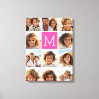 Hot Pink Instagram Photo Collage Custom Monogram