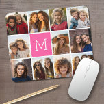 Hot Pink Instagram Photo Collage Custom Monogram Mouse Pad<br><div class="desc">Use up to 11 square or selfie phone photos to create a unique and personal gift. Or you can keep the hipster puppy and make a trendy keepsake. If you need to adjust the pictures,  click on the customize tool to make changes.</div>