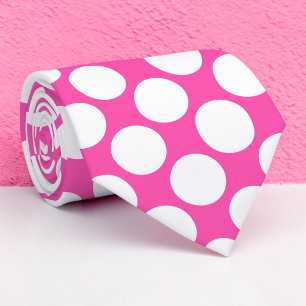 Hot Pink Jumbo Polka Dots Custom Necktie