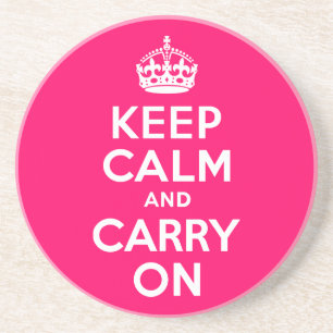 Hot Pink Keep Calm and Carry On Coaster