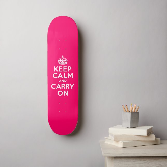 Hot Pink Keep Calm and Carry On Skateboard (Wall Art)