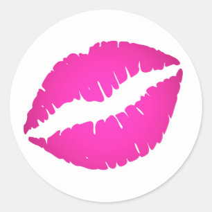 Hot Pink Kiss Classic Round Sticker