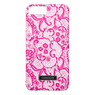 Hot Pink Lace Pattern Custom iPhone 8 Plus Case